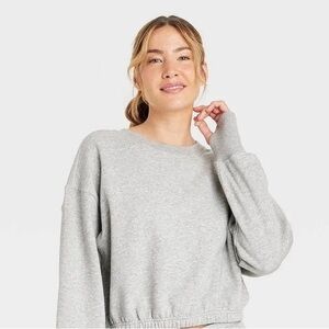 Womens joy lab pullover sweatshirt heather gray cropped